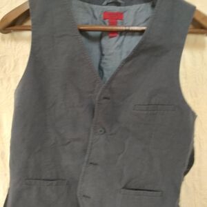 Gray Button-Up Vest Alfani Men's Gray 100 Per Cent Cotton Size Large